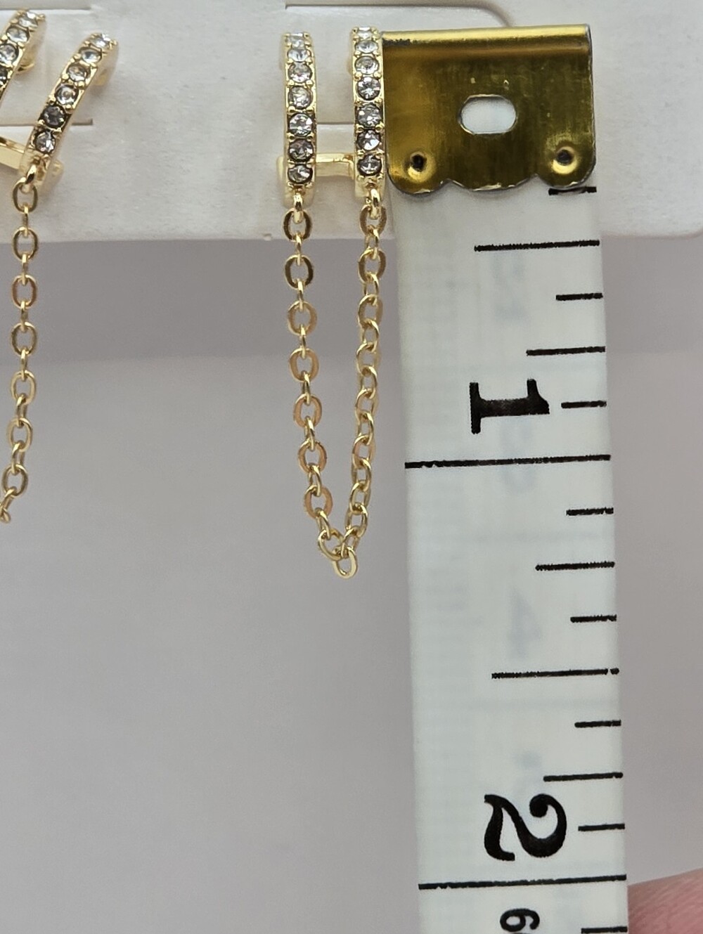 Sugarfix By Baublebar Gold Rhinestone Double Hoop Chain Dangle Huggie Earrings - Picture 5 of 5
